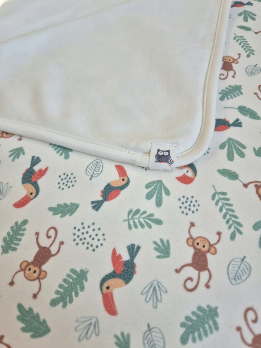 COUVERTURE NAISSANCE BÉBÉ EN COTON BIO JUNGLE